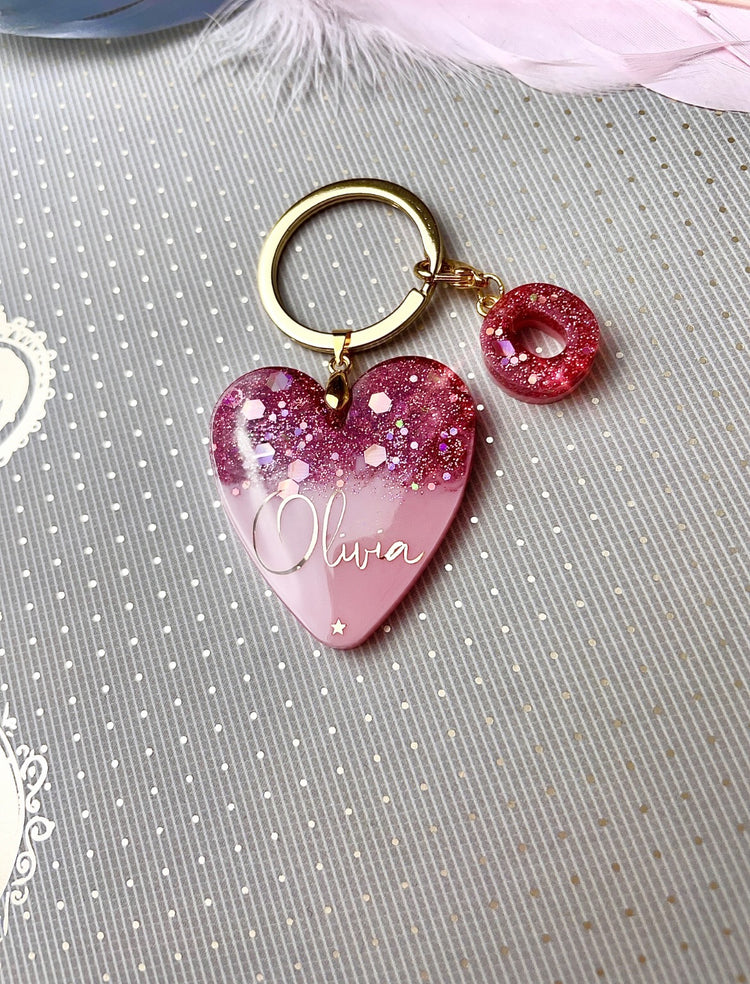 Glitter Heart Keyring