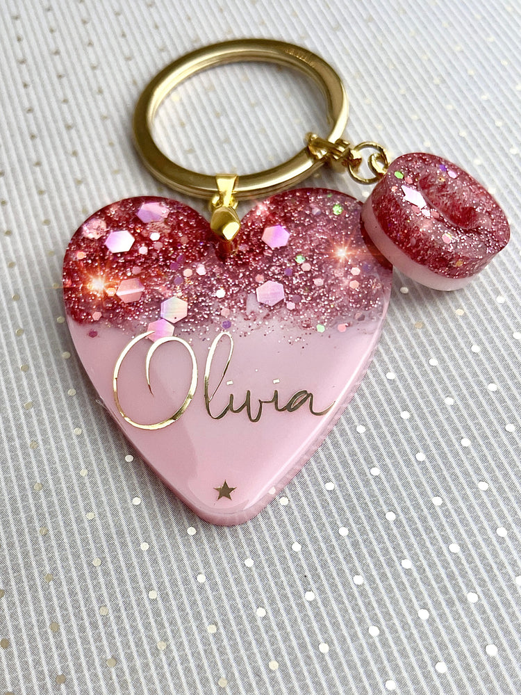 Glitter Heart Keyring