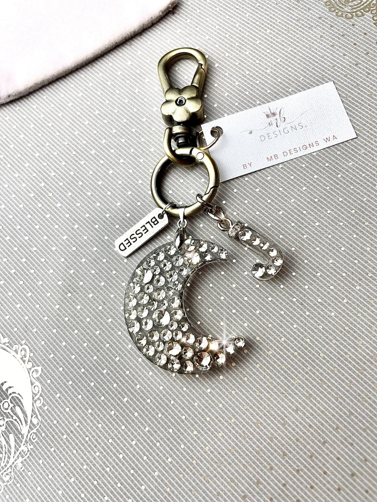 Diamante Moon Keyring