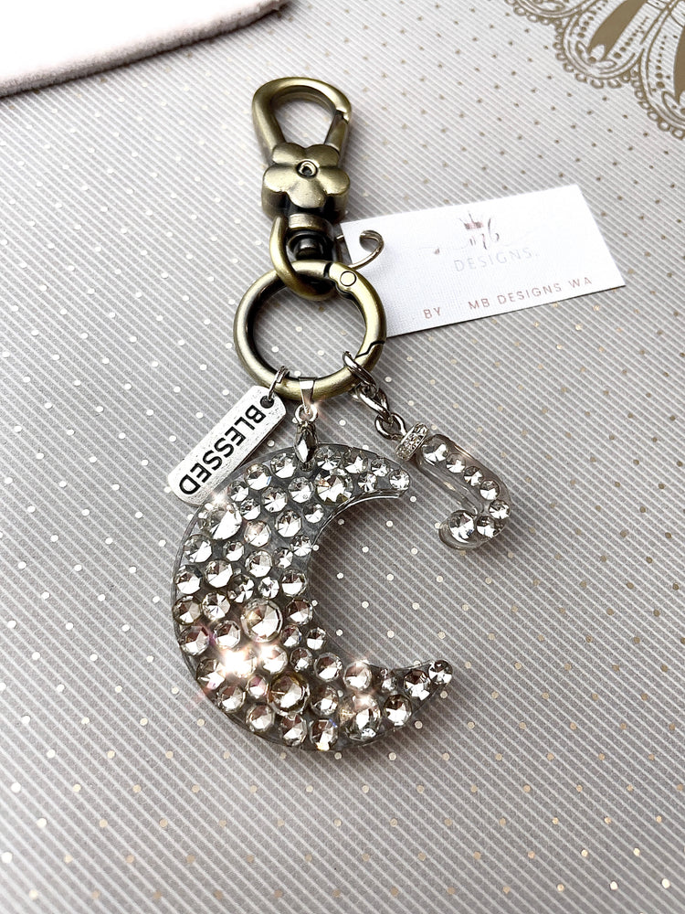 Diamante Moon Keyring