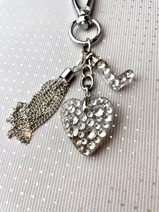 Diamente Heart Bag Tag