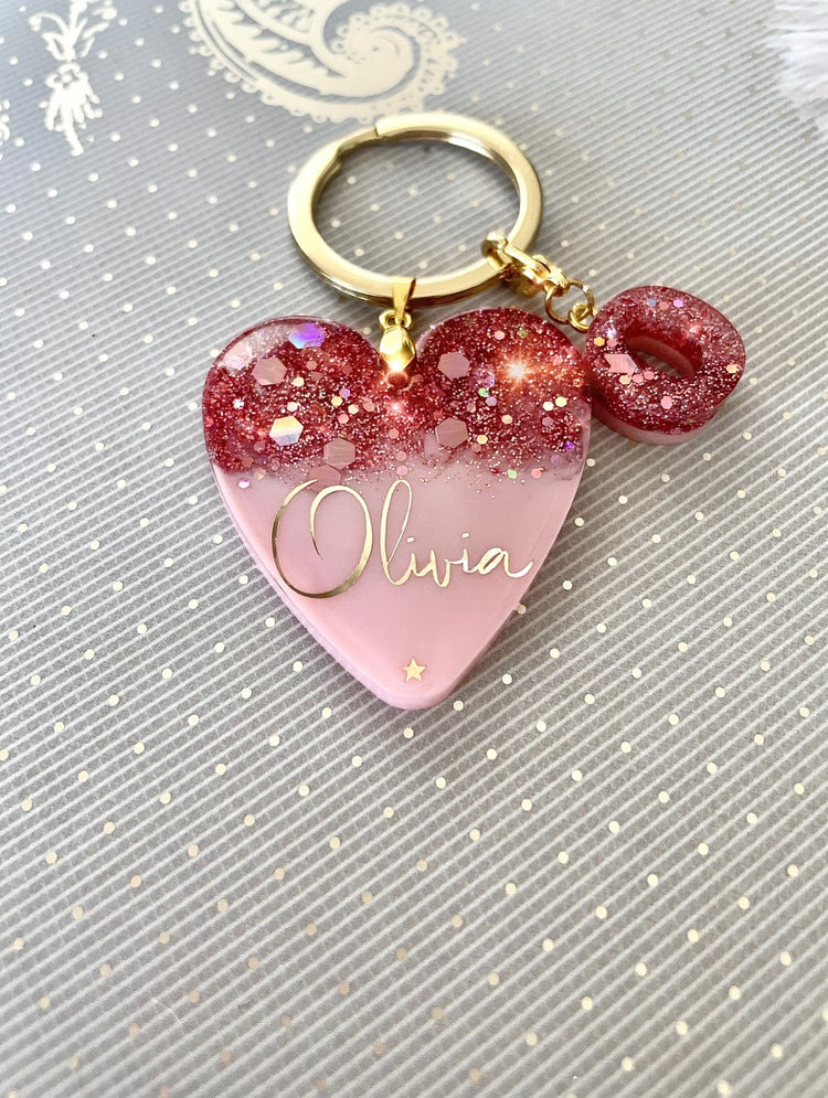 Glitter Heart Keyring