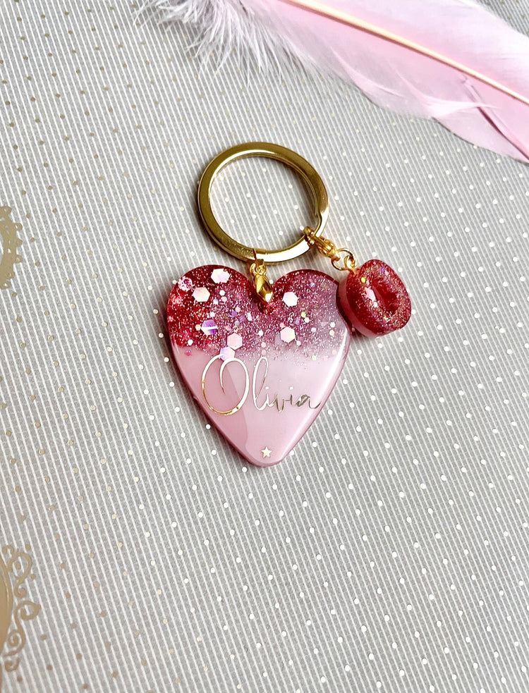Glitter Heart Keyring