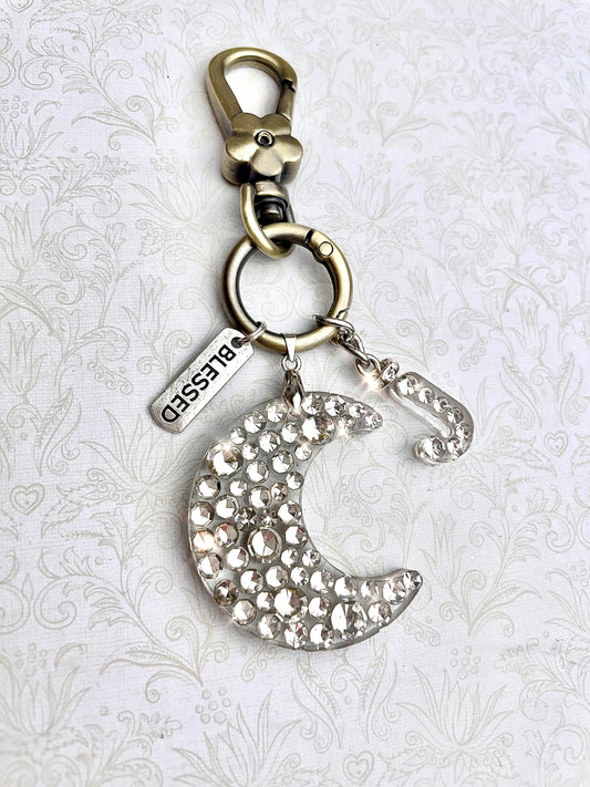 Diamante Moon Keyring
