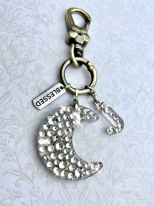 Diamante Moon Keyring