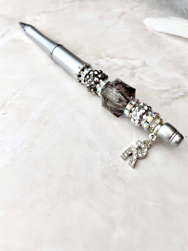 Sparkly Silver Pen, personalised and adorned with shimmering diamantes.
