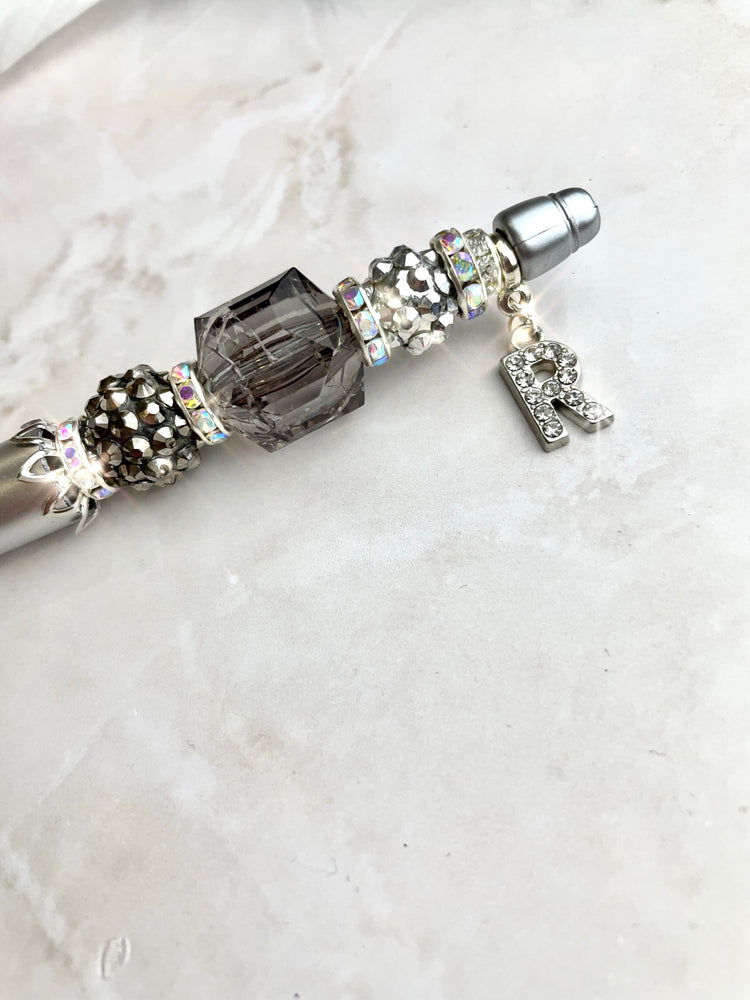 Sparkly Silver Pen, personalised and adorned with shimmering diamantes.