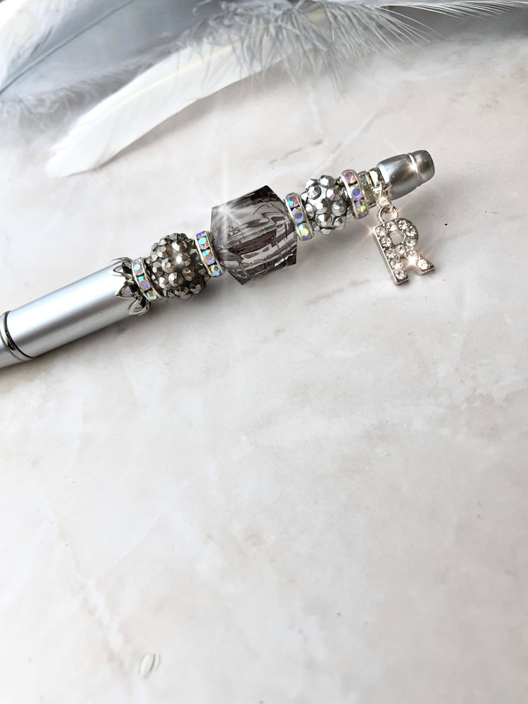 Sparkly Silver Pen, personalised and adorned with shimmering diamantes.