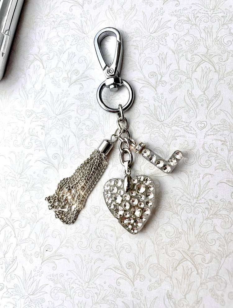 Diamente Heart Bag Tag