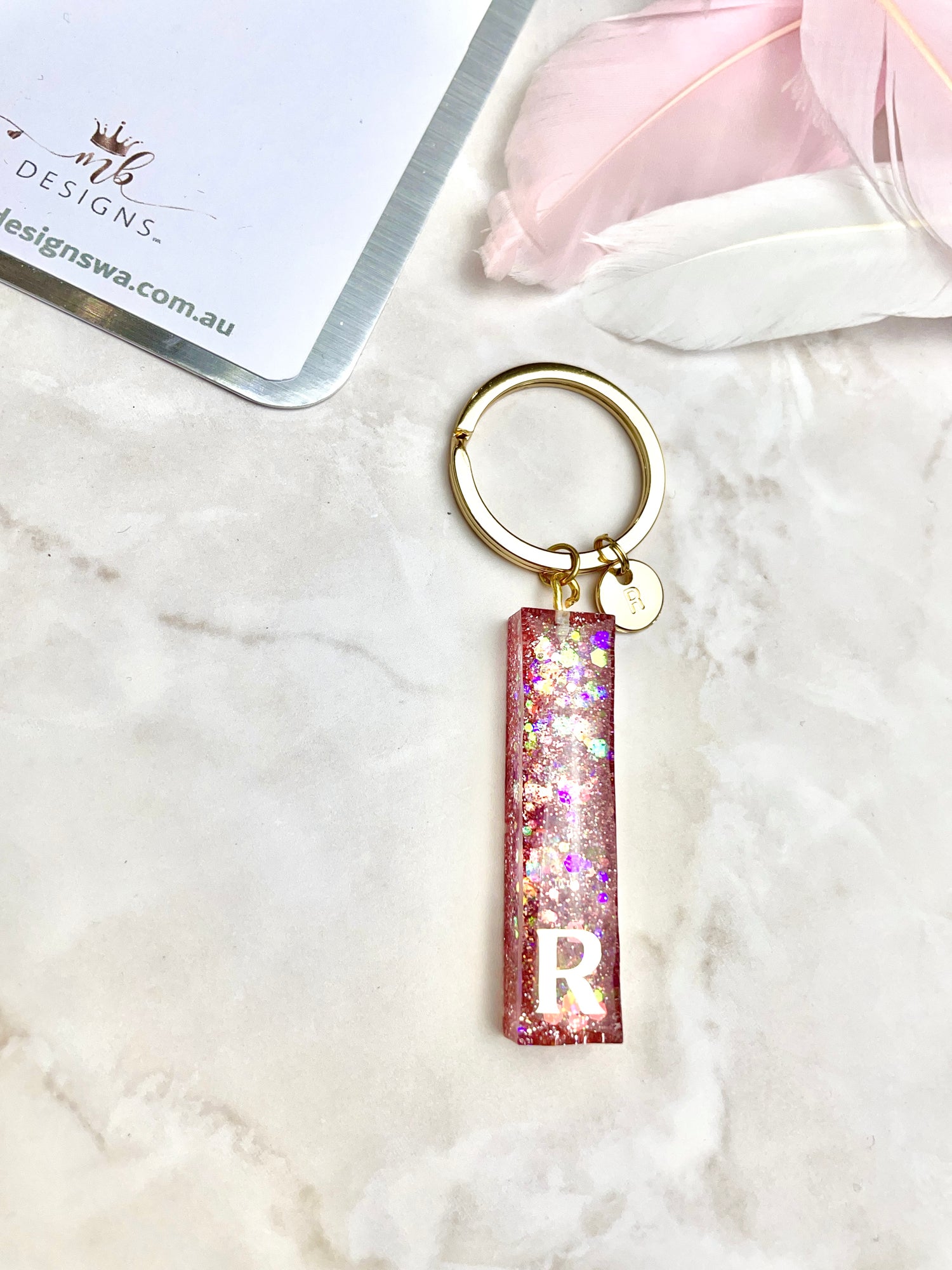 Pink Glittered Keyring