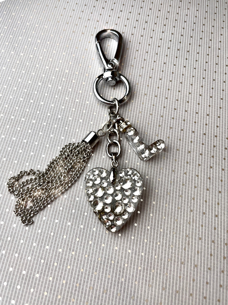 Diamente Heart Bag Tag