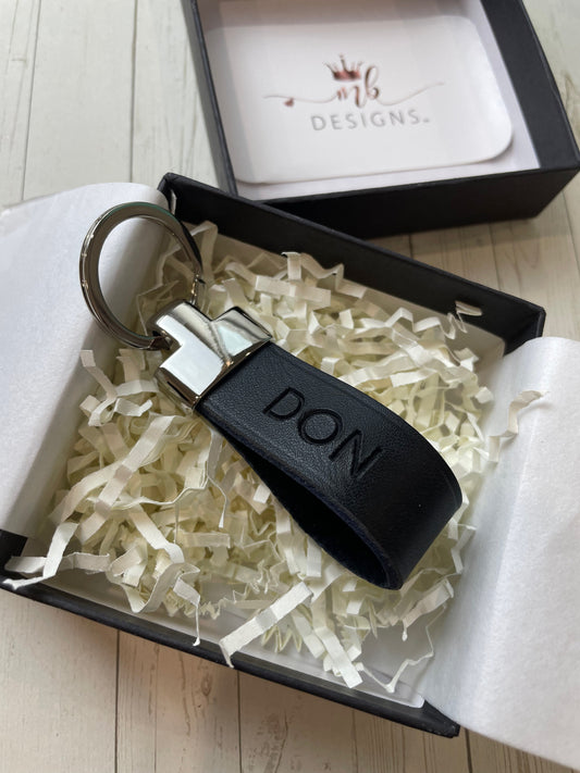 His Leather Embossed Keyring