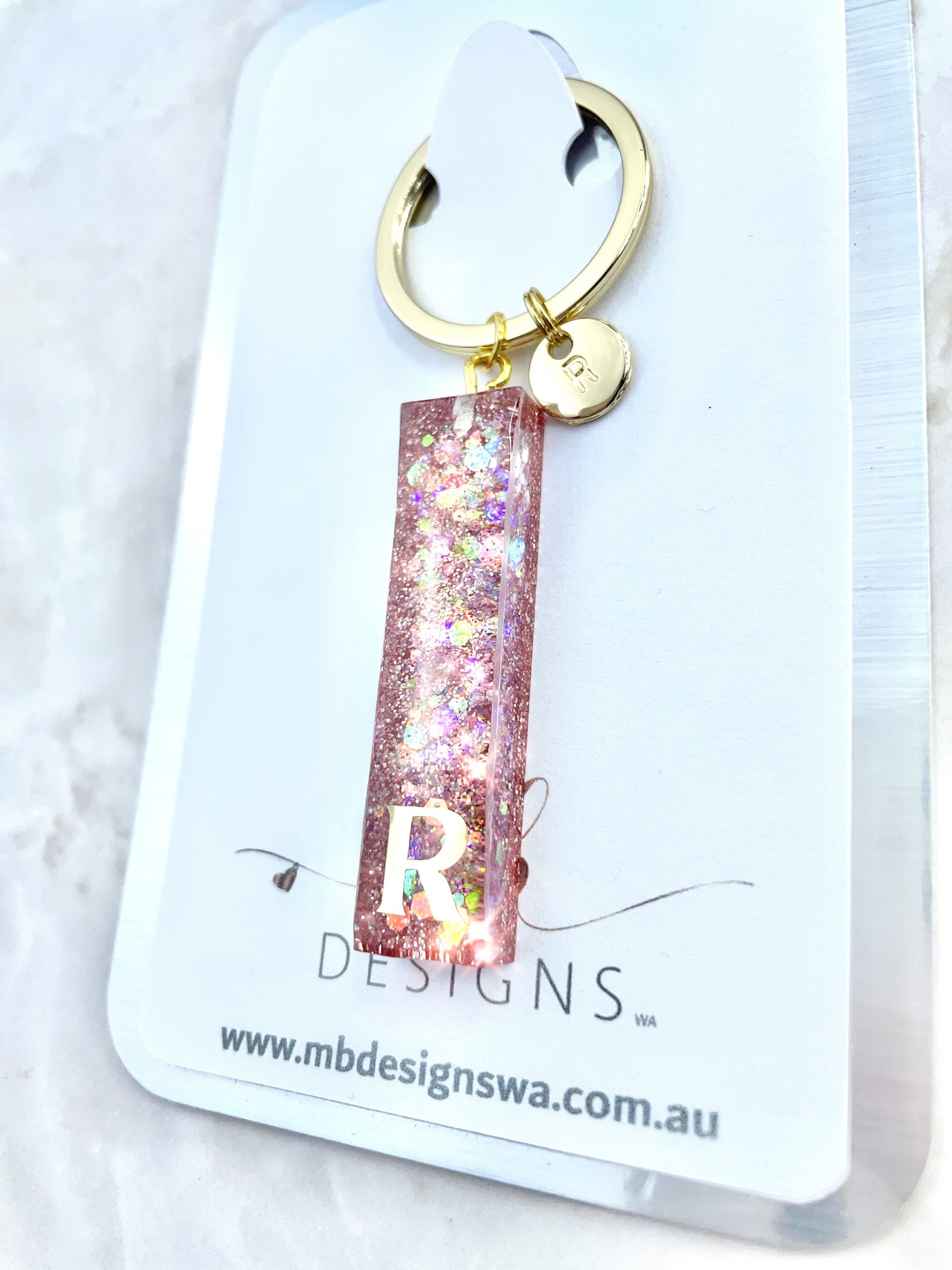 Pink Glittered Keyring