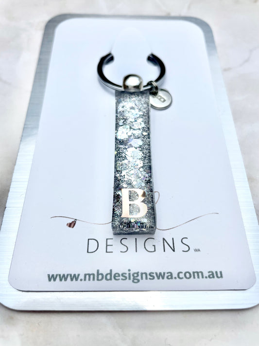 Glitter Bar Keyring - Silver