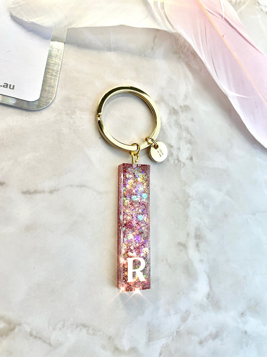 Pink Glittered Keyring