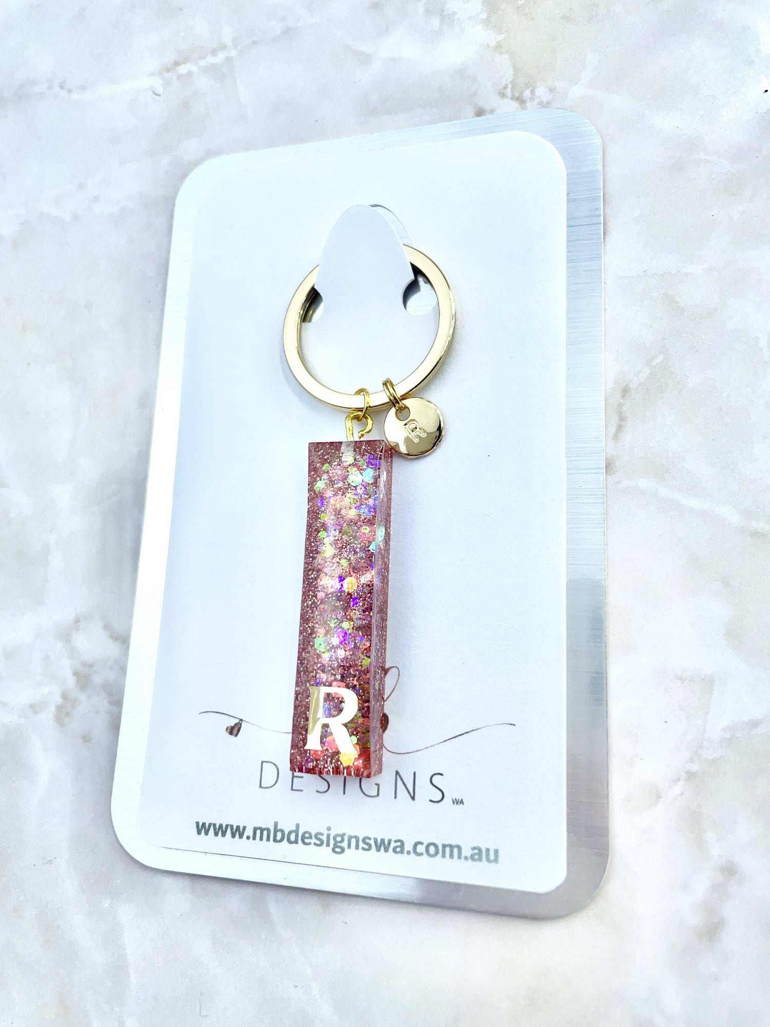 Pink Glittered Keyring