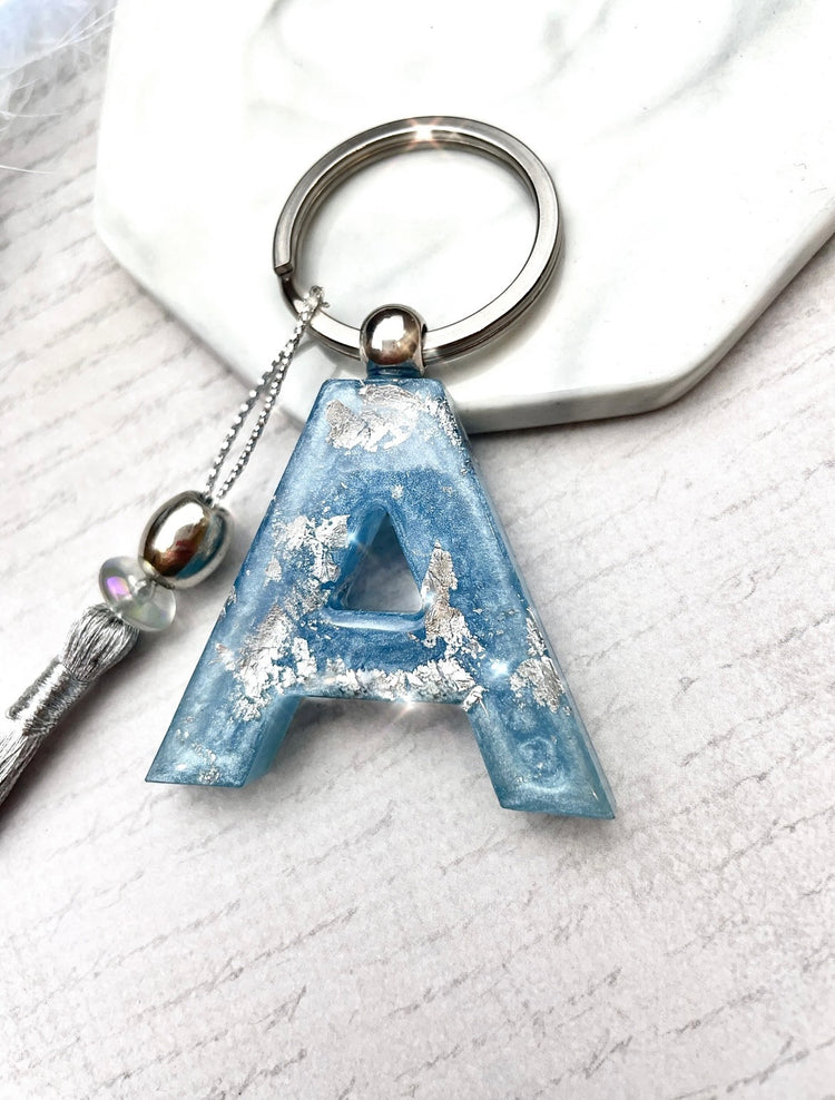 Silver Sky Initial Keyring