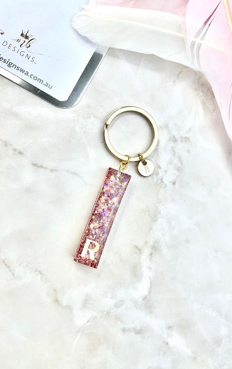 Pink Glittered Keyring