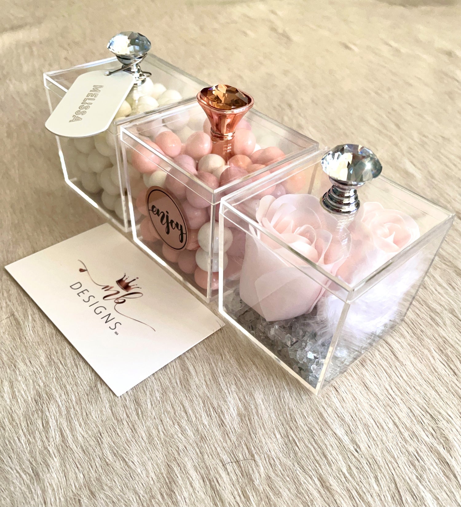 Acrylic Diamanté Gift Cubes