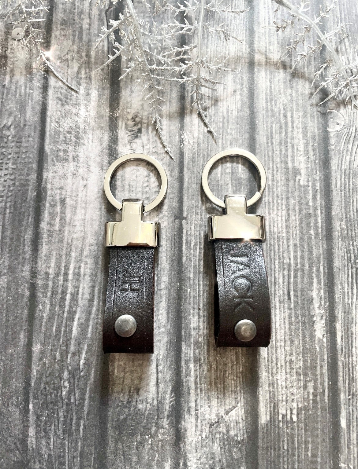 Leather hot sale embossed keyring